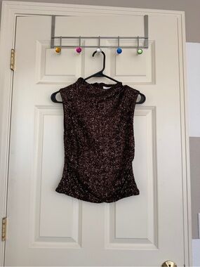 H&M Brown Sparkly Sleeveless Top